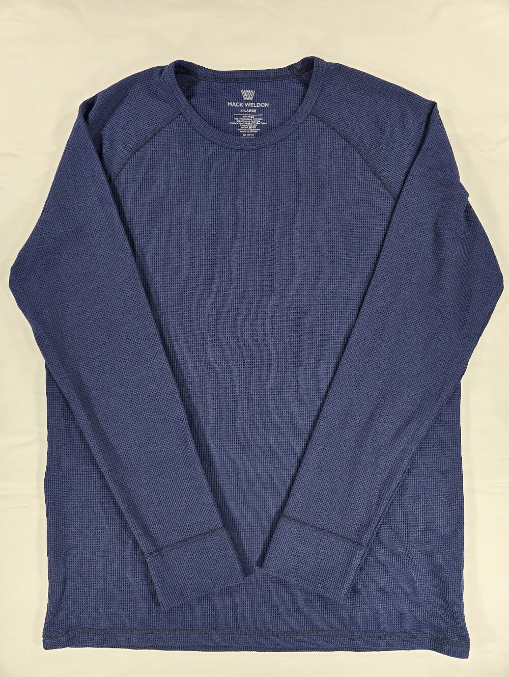 Mack Weldon Shirt Mens XL Warmknit Waffle Knit Thermal Wool Blend Dark Blue Slim